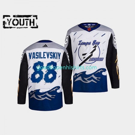 Tampa Bay Lightning Andrei Vasilevskiy 88 Adidas 2022 Reverse Retro Wit Authentic Shirt - Kinderen